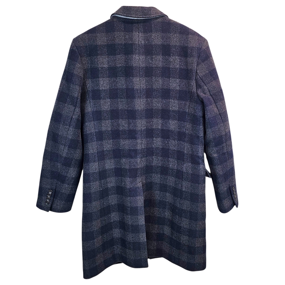 J.Crew Ludlow Plaid Wool Topcoat Navy Gray Check Wool Blend Classic 40R - Picture 4 of 12